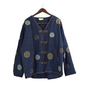 Tribe A People United Circles Cardigan Jacket Lagenlook Womens Large Art to Wear